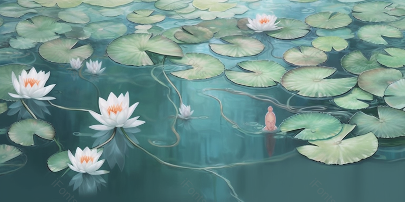 唯美清新荷花绽放在池塘里水彩淡雅插画背景,插画/手绘图,插画/手绘图库,插画/手绘图下载,插画/手绘